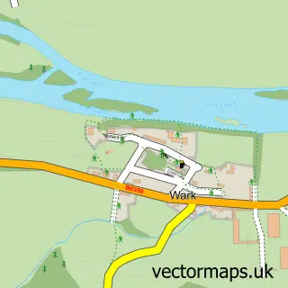 Street map sample of Wark, Northumberland
