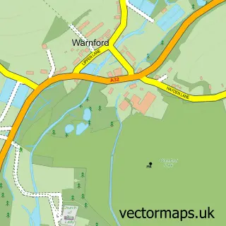 Street map sample of Warnford, Hampshire