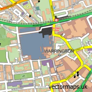 Street map sample of Warrington, Cheshire