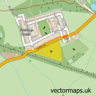 Street map sample of Warsop Vale, Nottinghamshire
