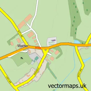 Street map sample of Warter, East Riding of Yorkshire
