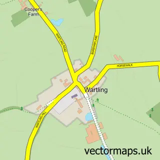 Street map sample of Wartling, East Sussex