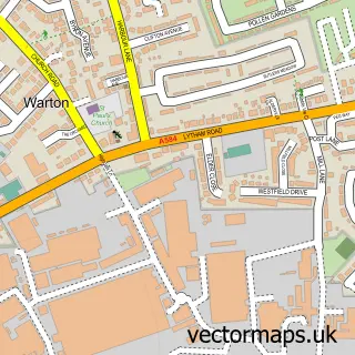 Street map sample of Warton, Lancashire
