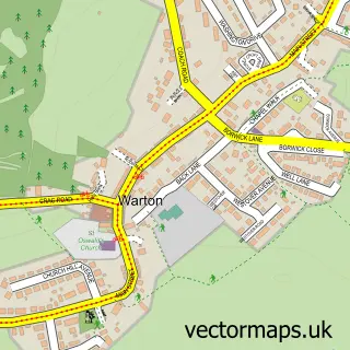 Street map sample of Warton, Lancashire