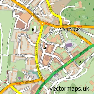 Street map sample of Warwick, Warwickshire