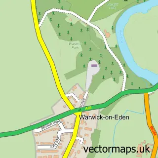 Street map sample of Warwick-on-Eden, Cumbria