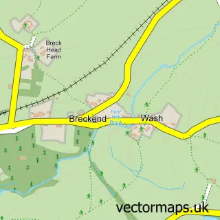 Street map sample of Wash, Derbyshire