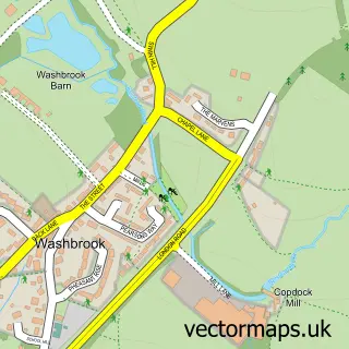 Street map sample of Washbrook, Suffolk
