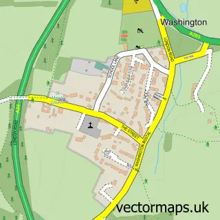 Street map sample of Washington, West Sussex