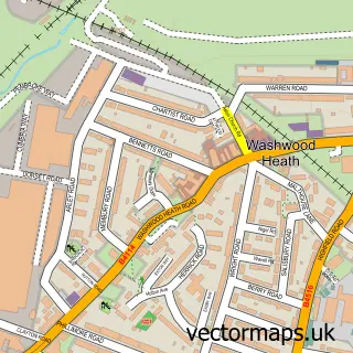 Street map sample of Washwood Heath, West Midlands