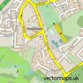 Street map sample of Watchfield, Oxfordshire