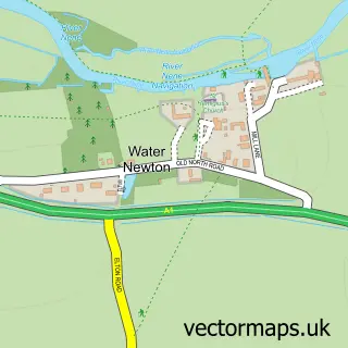 Street map sample of Water Newton, Cambridgeshire