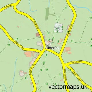 Street map sample of Waterfall, Staffordshire