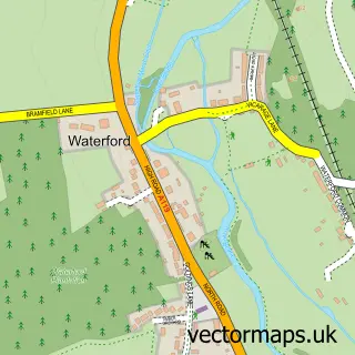 Street map sample of Waterford, Hertfordshire