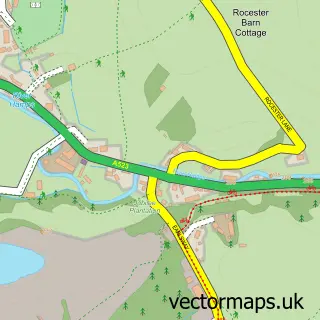 Street map sample of Waterhouses, Staffordshire