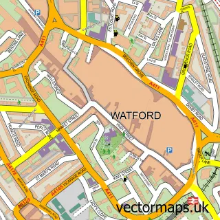 Street map sample of Watford, Hertfordshire