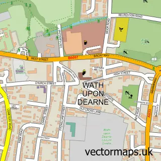 Street map sample of Wath upon Dearne, South Yorkshire