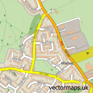 Street map sample of Watnall, Nottinghamshire