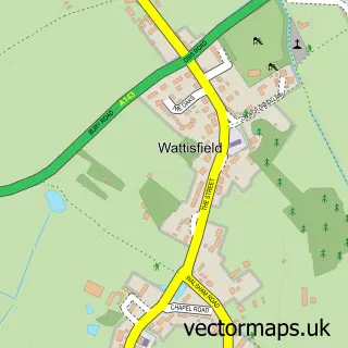 Street map sample of Wattisfield, Suffolk