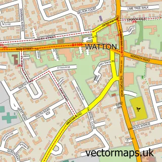 Street map sample of Watton, Norfolk