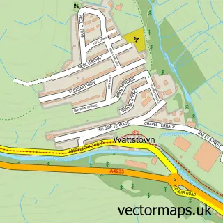 Street map sample of Wattstown, Mid Glamorgan