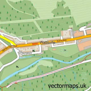 Street map sample of Wattsville, Gwent