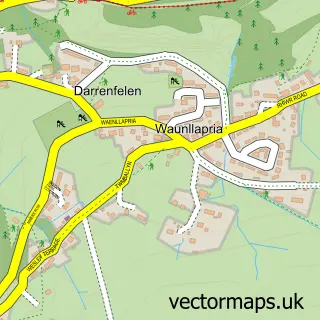 Street map sample of Waunllapria, Gwent