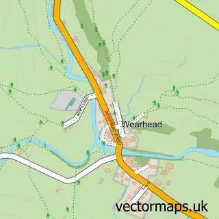 Street map sample of Wearhead, Durham