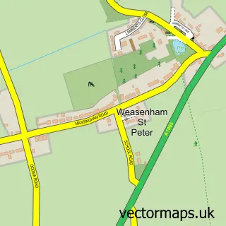 Street map sample of Weasenham, Norfolk