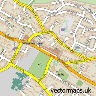 Street map sample of Weaverham, Cheshire