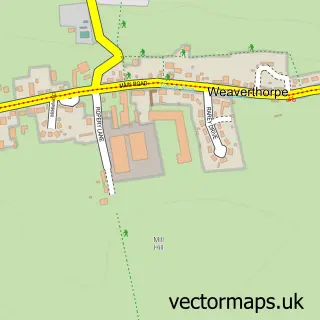 Street map sample of Weaverthorpe, North Yorkshire