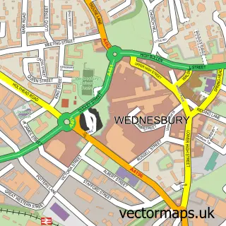 Street map sample of Wednesbury, West Midlands