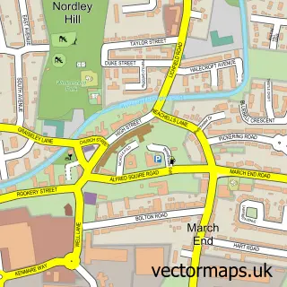Street map sample of Wednesfield, West Midlands
