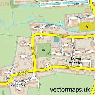 Street map sample of Weedon Bec, Northamptonshire