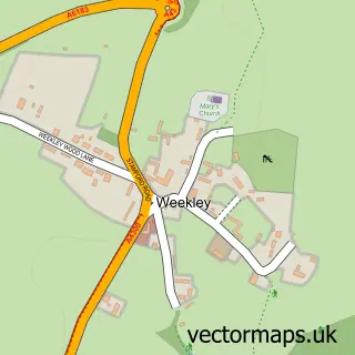 Street map sample of Weekley, Northamptonshire