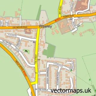 Street map sample of Weeley, Essex