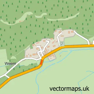 Street map sample of Weem, Perth and Kinross