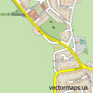 Street map sample of Weeting, Norfolk