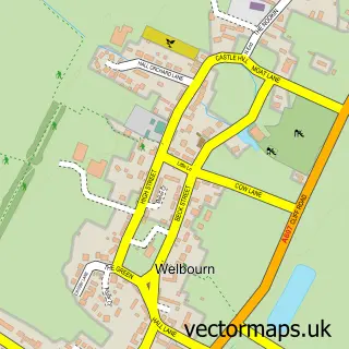 Street map sample of Welbourn, Lincolnshire