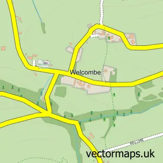 Street map sample of Welcombe, Devon