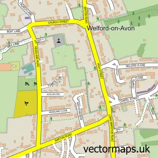 Street map sample of Welford-on-Avon, Warwickshire