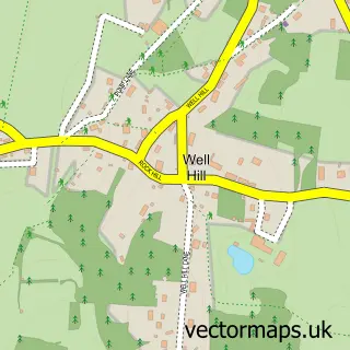 Street map sample of Well Hill, Kent