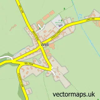 Street map sample of Well, North Yorkshire