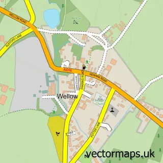 Street map sample of Wellow, Nottinghamshire