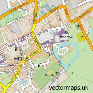 Street map sample of Wells, Somerset