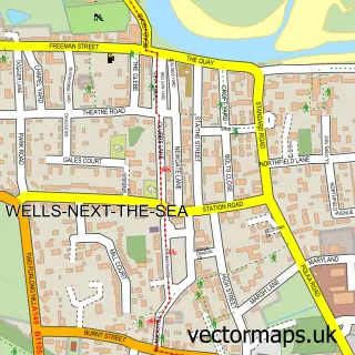 Street map sample of Wells-next-the-Sea, Norfolk