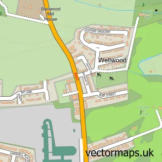 Street map sample of Wellwood, Fife
