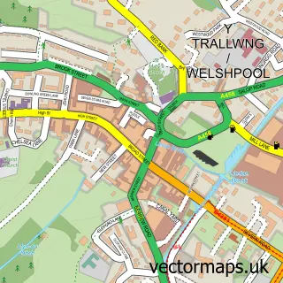 Street map sample of Welshpool, Powys
