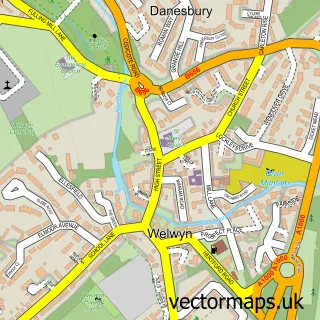 Street map sample of Welwyn, Hertfordshire