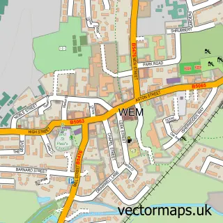 Street map sample of Wem, Shropshire